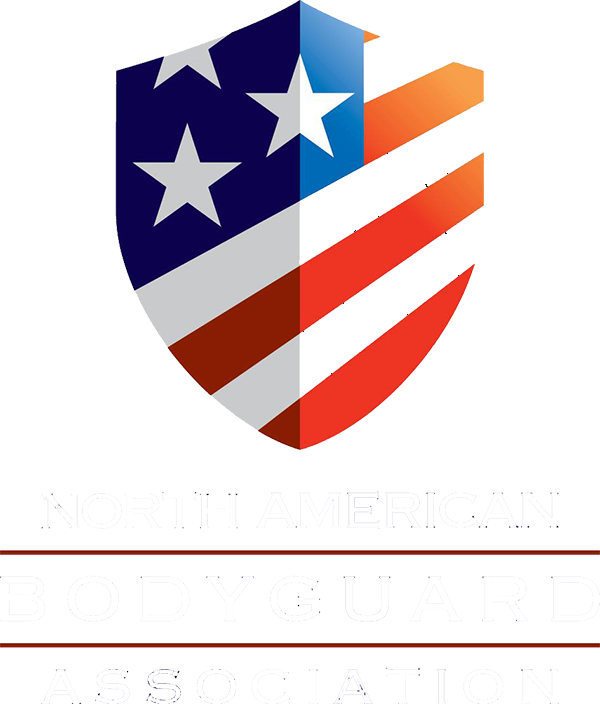 A shield-shaped logo with U.S. flag elements and bold white text: North American Bodyguard Association, representing Executive Protection & Bodyguards in Las Vegas by Alexios Security Solutions (Product: north-american-body-guard-ass-2).