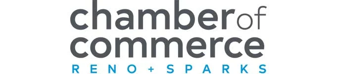 The RenoSparks-Chamber-logo features “chamber of commerce” in large gray letters and “RENO + SPARKS” in smaller blue letters below. Sponsored by Executive Protection & Bodyguards | Alexios Security Solutions, Las Vegas.