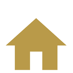 Simple gold house icon with a striped triangular roof and centered door, viewed from the front—symbolizing the professionalism of Residential-&-Estate-Security by Alexios Security Solutions in Las Vegas.