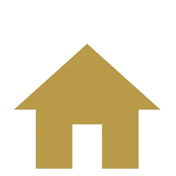 Simple gold house icon with a striped triangular roof and centered door, viewed from the front—symbolizing the professionalism of Residential-&-Estate-Security by Alexios Security Solutions in Las Vegas.