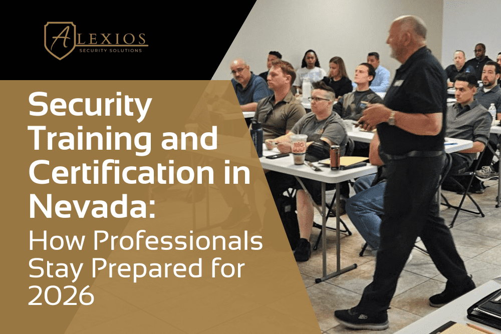 Alexios Security Solutions security professionals in training, staying prepared for 2026 certifications in Nevada.