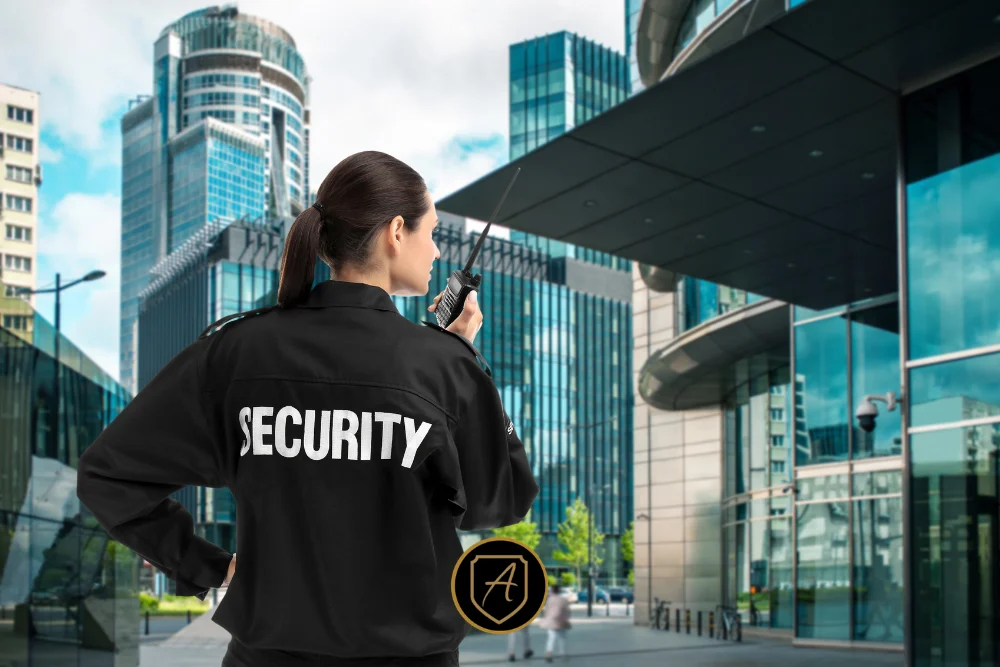 Professional uniformed security guard protecting a Las Vegas business