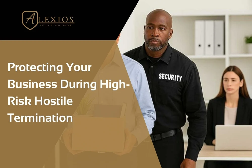 Discreet professional security presence supporting a private workplace meeting in a Las Vegas business